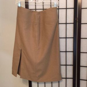 Tan wool skirt with slit in front